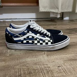 Vans Old Skool Limited Release 2018 Blue with Black and White Checkered Flames